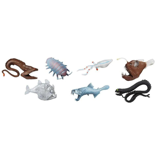 A collection of Deep Sea Creatures TOOBS® figurines, perfect for kids' puppet shows.