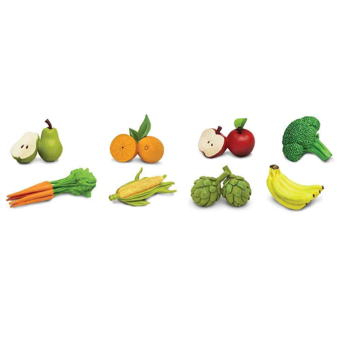 TOOBS® Figurines of Fruits & Vegetables showcased in a playful puppet show.