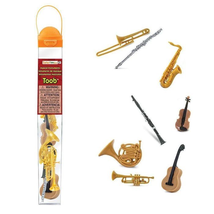 A package of kids' puppet show figurines featuring musical instruments.
