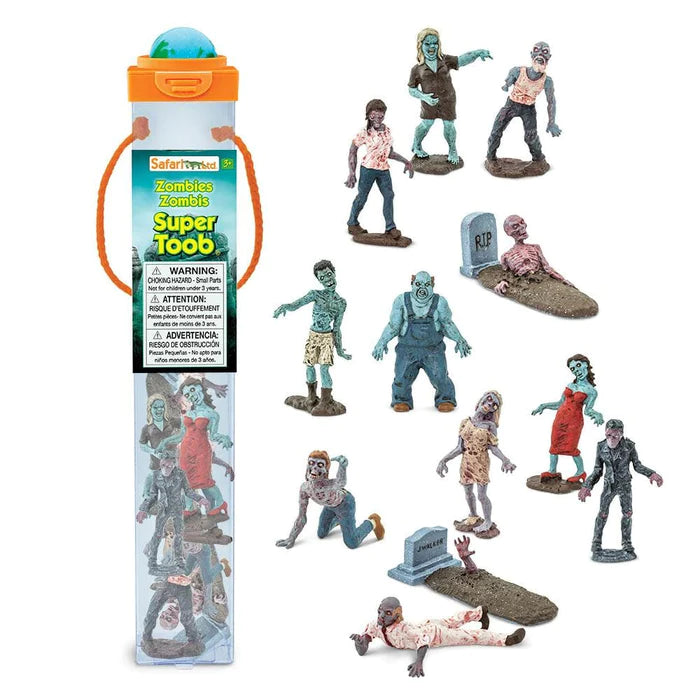 A bag of TOOBS® Figurines zombies for kids' puppet shows.