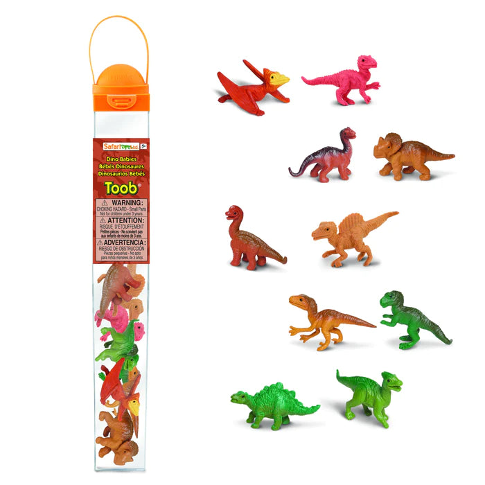 A set of Dino Babies in a plastic bag, perfect for kids and puppet shows.