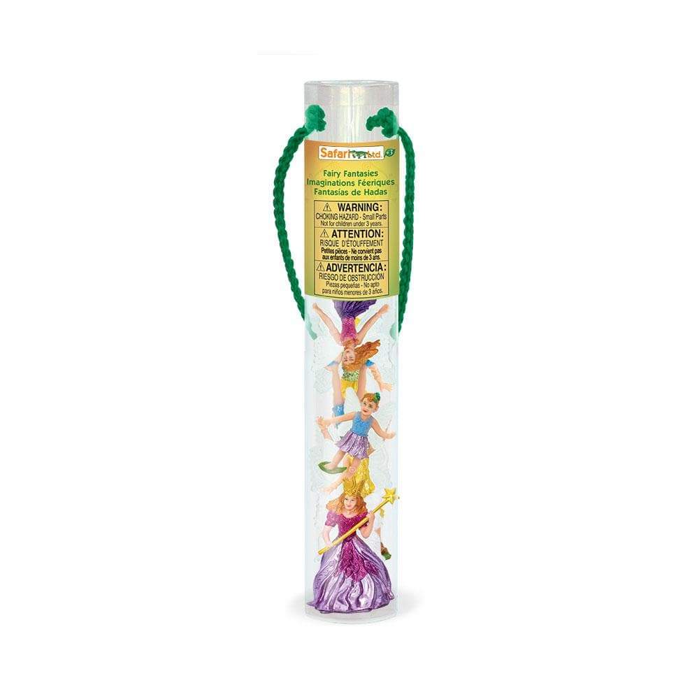 A plastic tube with kid-friendly TOOBS® Figurines for puppet shows.