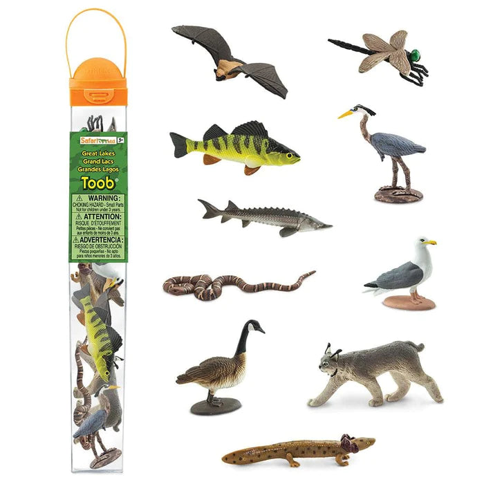 A tube of TOOBS® Figurines Great Lakes perfect for puppet shows and kids.