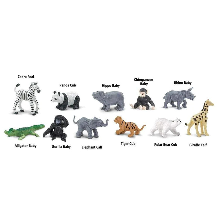 Kids are entertained by a puppet show featuring TOOBS® Figurines Zoo Babies on a white background.