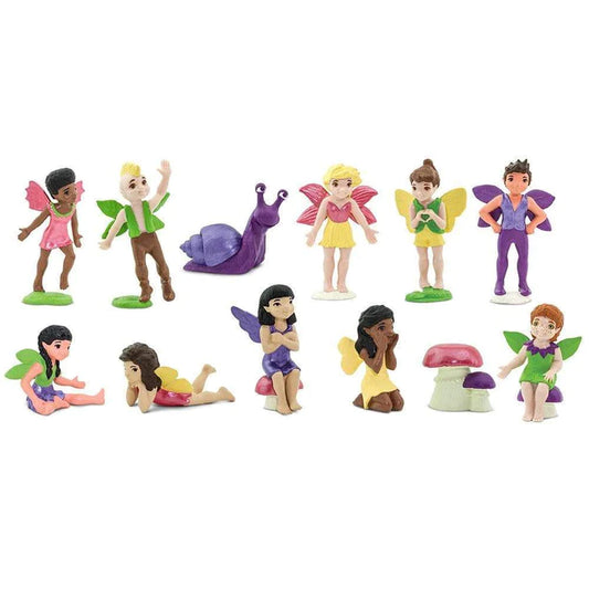 A group of puppet-friendly Figurines on a white background, perfect for kids.