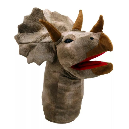 A Large Triceratops puppet from The Puppet Company for kids.