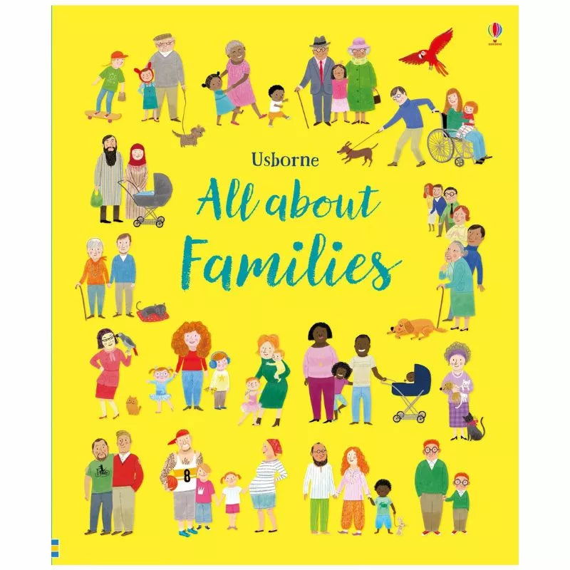 An Usborne All about Families book cover, perfect for children.