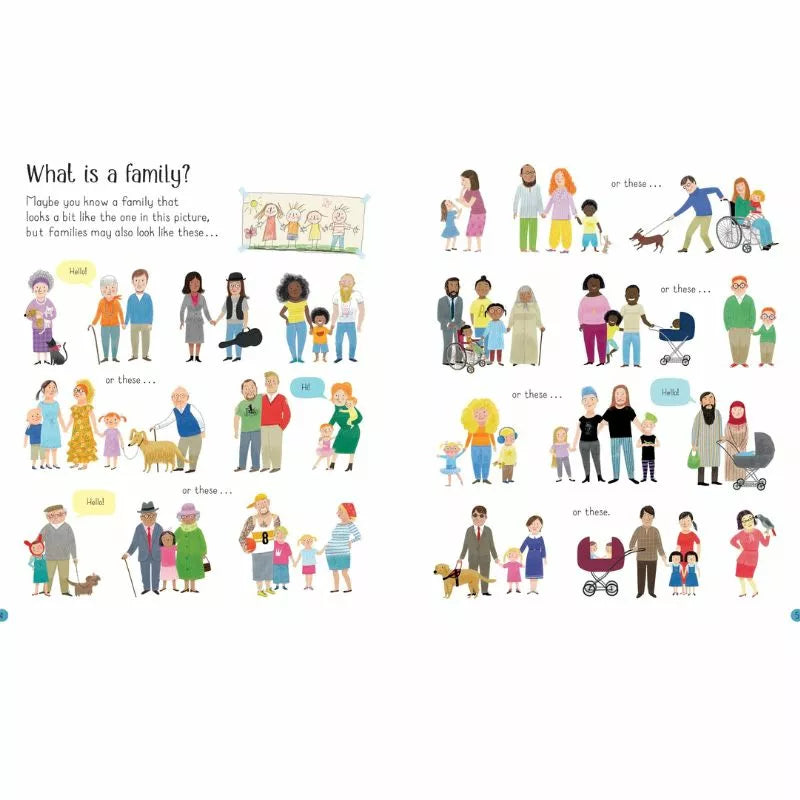 What is Usborne All about Families? Usborne All about Families is a group of individuals connected by blood or legal ties, typically consisting of parents and their children. Families come in all shapes and sizes, embracing diversity in Usborne All about Families.