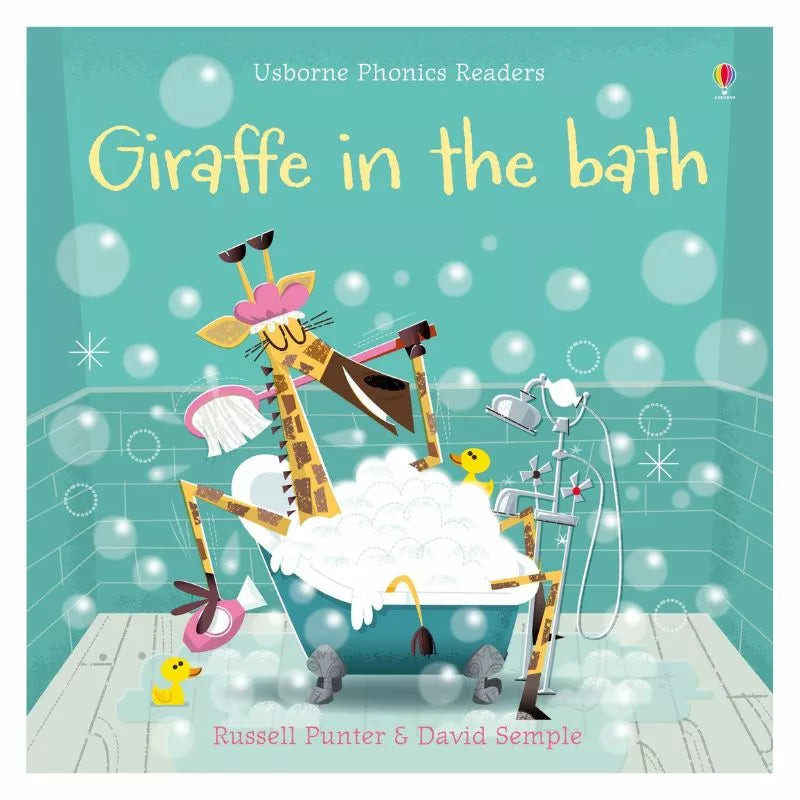 A puppet show for kids featuring Usborne Phonics Readers: Giraffe in the bath.