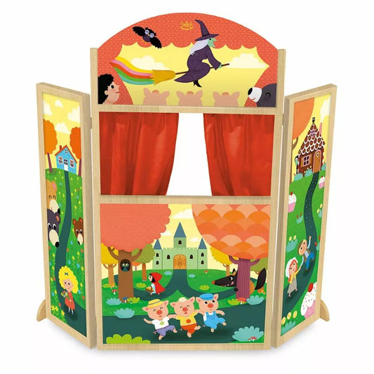 A puppet show featuring a Vilac Fairy Tales Theater, delightful for kids.