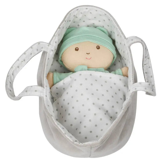 Wilberry Baby Doll in Green Outfit (with Basket & Blanket)