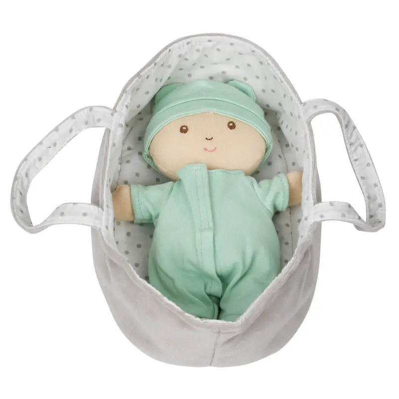 Wilberry Baby Doll in Green Outfit (with Basket & Blanket)
