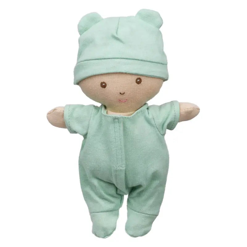 Wilberry Baby Doll in Green Outfit (with Basket & Blanket)