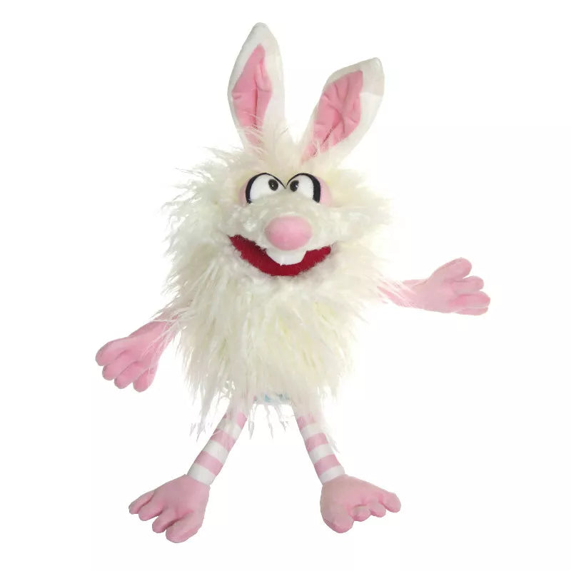 Kids puppet with pink and white stripes.