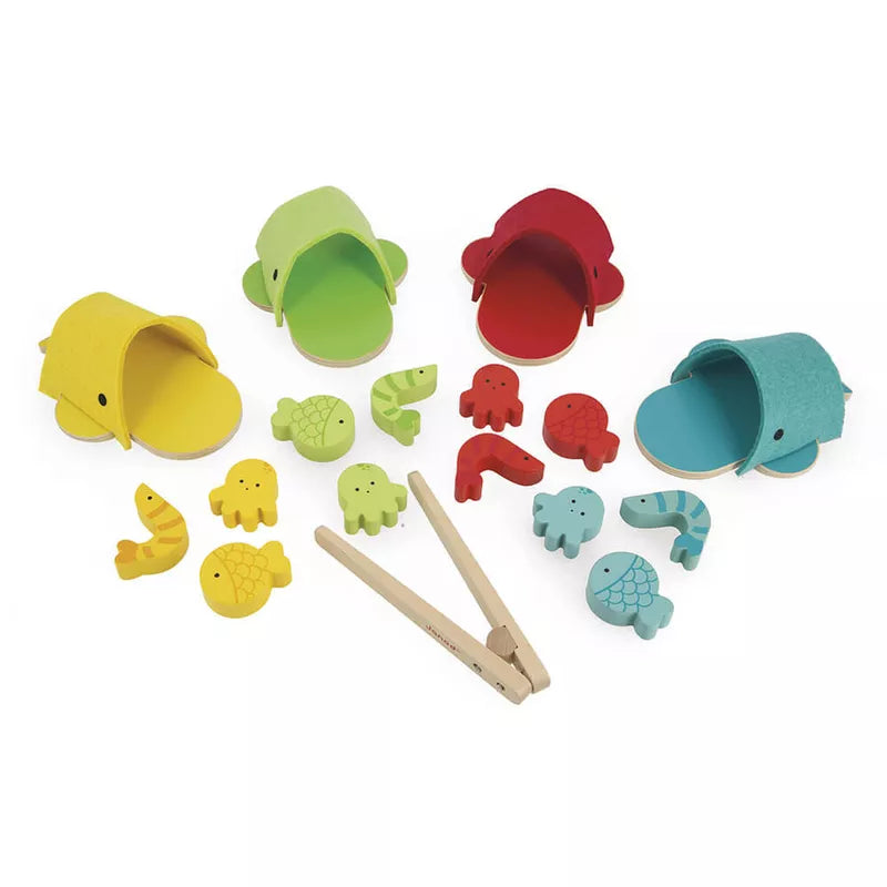 A Janod Whales Colour Matching Game on a white surface.