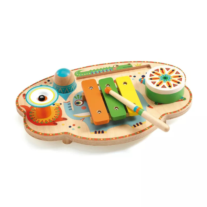 A Djeco Animambo Musical Carnival wooden toy.